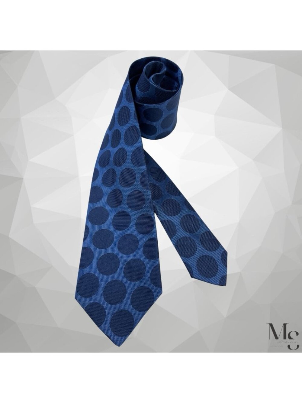 CHARVET PLACE VENDÔME Blue Polka Dot Luxury Silk Tie Made In France 56"-3.5" EUC
